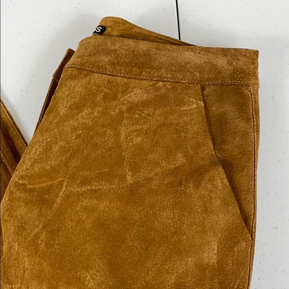 Express 100% Leather Suede Straight Leg Crop Pant - Picture 5 of 7